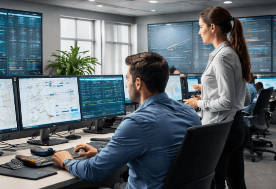 Tour de contrôle transport – centre de pilotage et suivi des flux en temps réel
